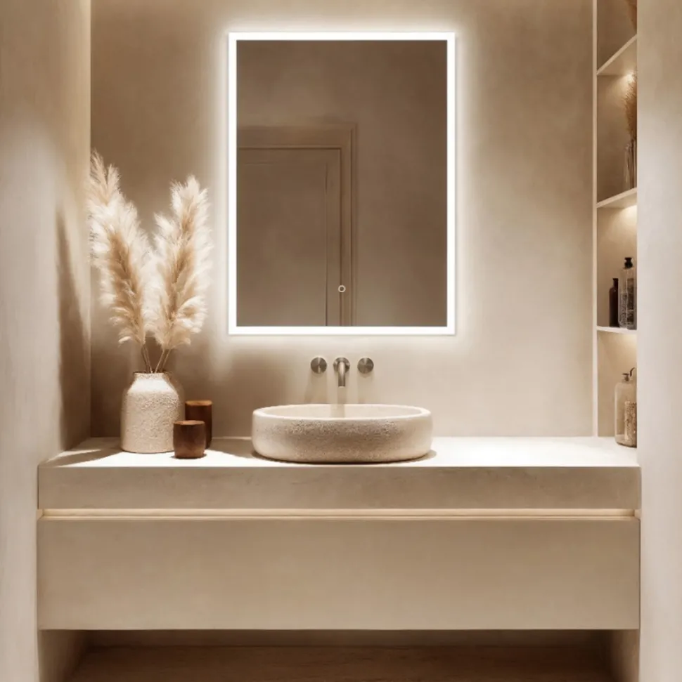 Origins Living Cleo Rectangular LED Illuminated Mirror with Demister Pad - 600 x 800mm