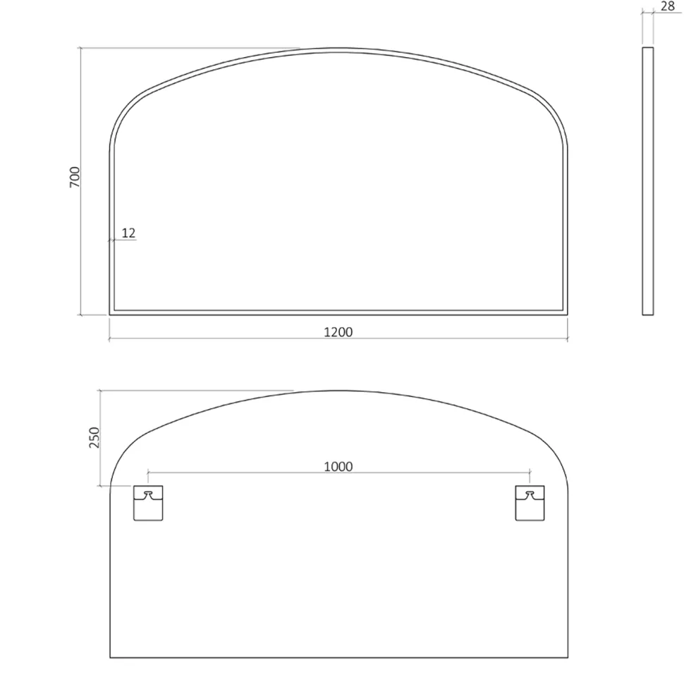 Origins Living Delphine Overmantle Arched Mirror - 1200 x 700mm