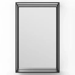 Origins Living Docklands Matt Black Framed Mirror with Shelf - 500 x 800mm