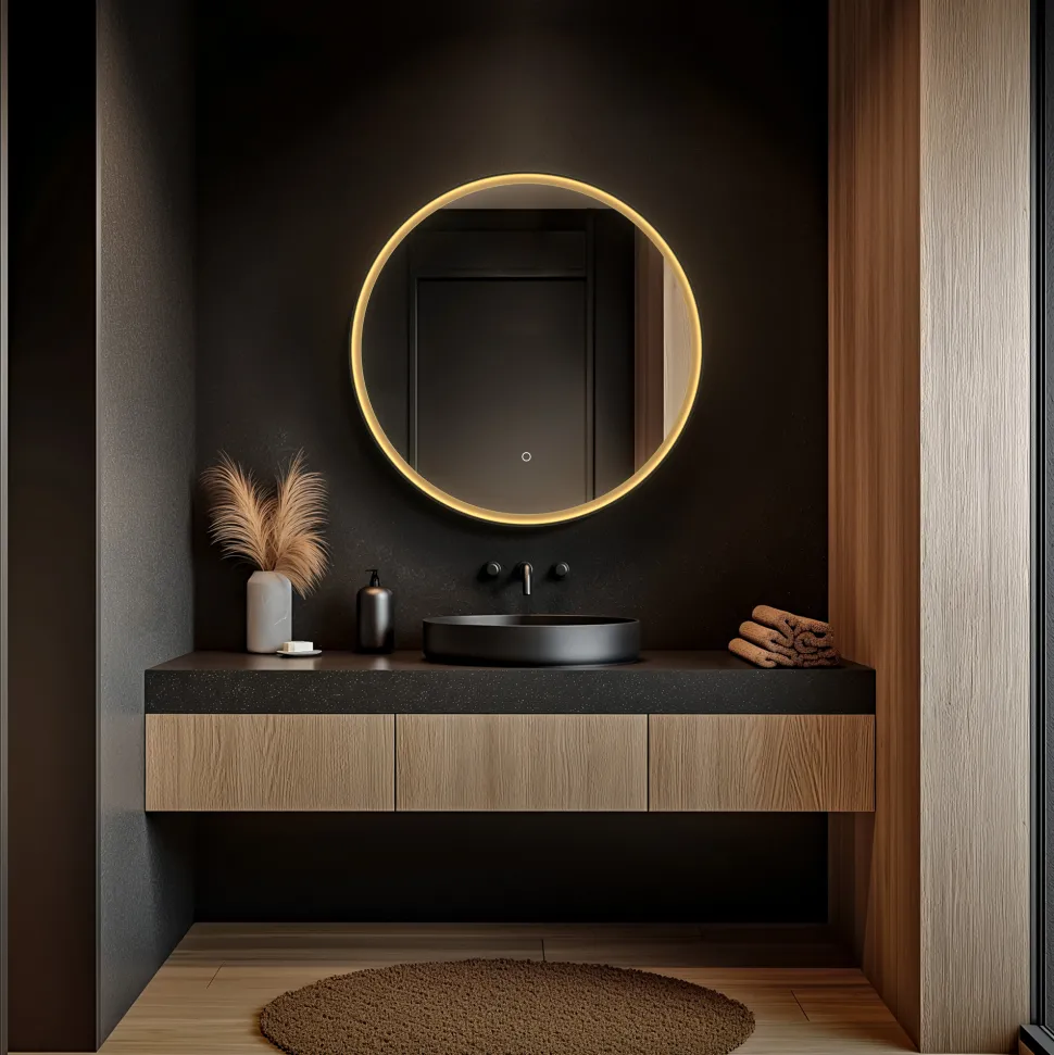 Origins Living Luxor Gold & Black Illuminated LED Mirror with Demister Pad - 800mm