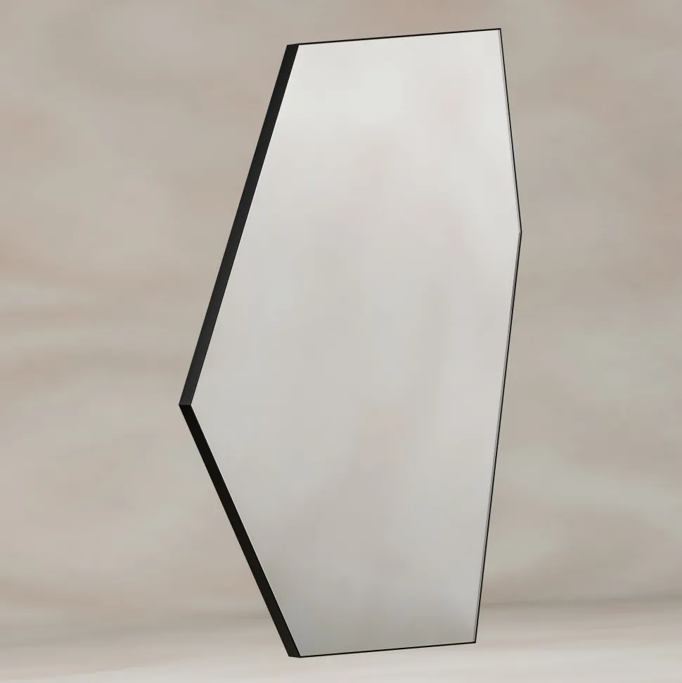 Origins Living Oslo Irregular Hexagon Matt Black Mirror - 550 x 800mm