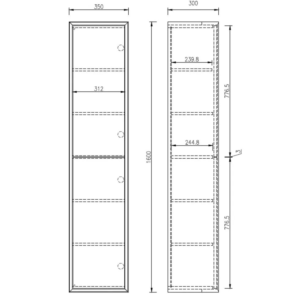 Oslo 1600mm Tall Wall Mounted Storage Unit