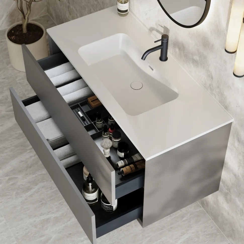 Oslo 1000mm Wall Mounted Vanity Unit & Matt White Basin