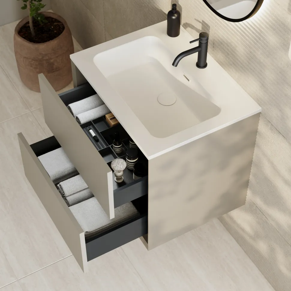 Oslo 600mm Wall Mounted Vanity Unit & Matt White Basin