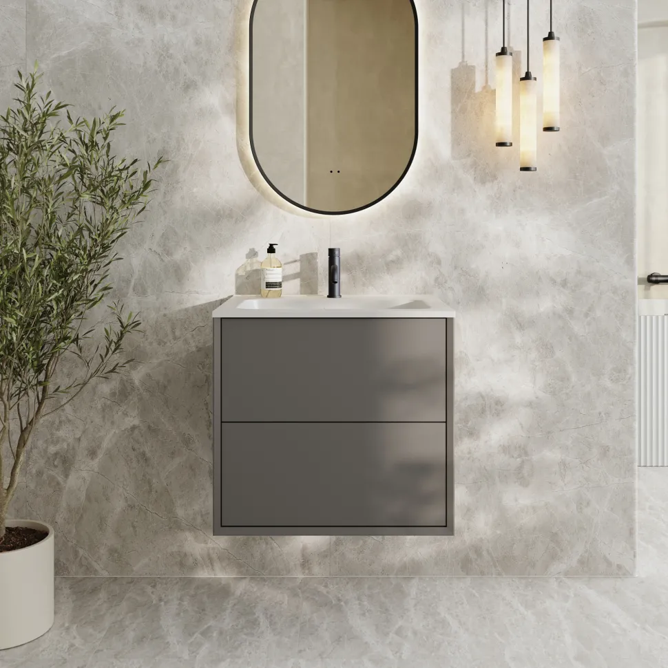 Oslo 600mm Wall Mounted Vanity Unit & Matt White Basin