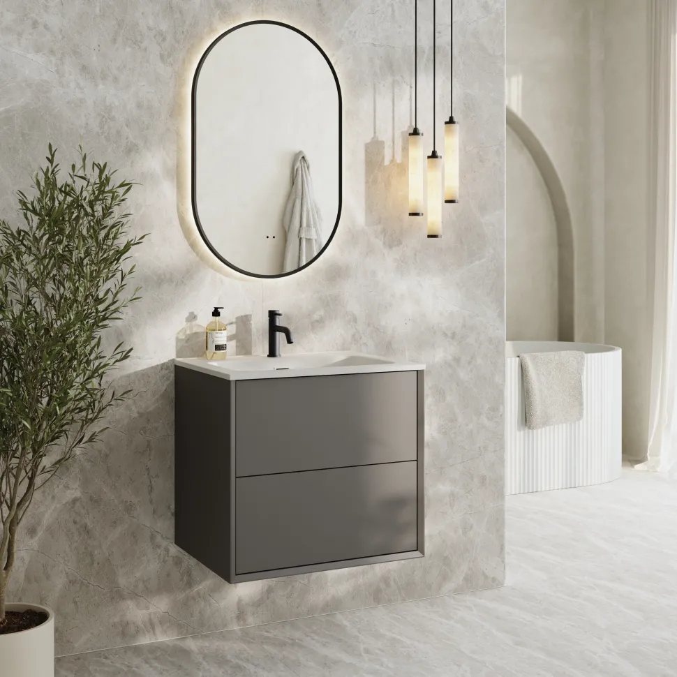Oslo 600mm Wall Mounted Vanity Unit & Matt White Basin