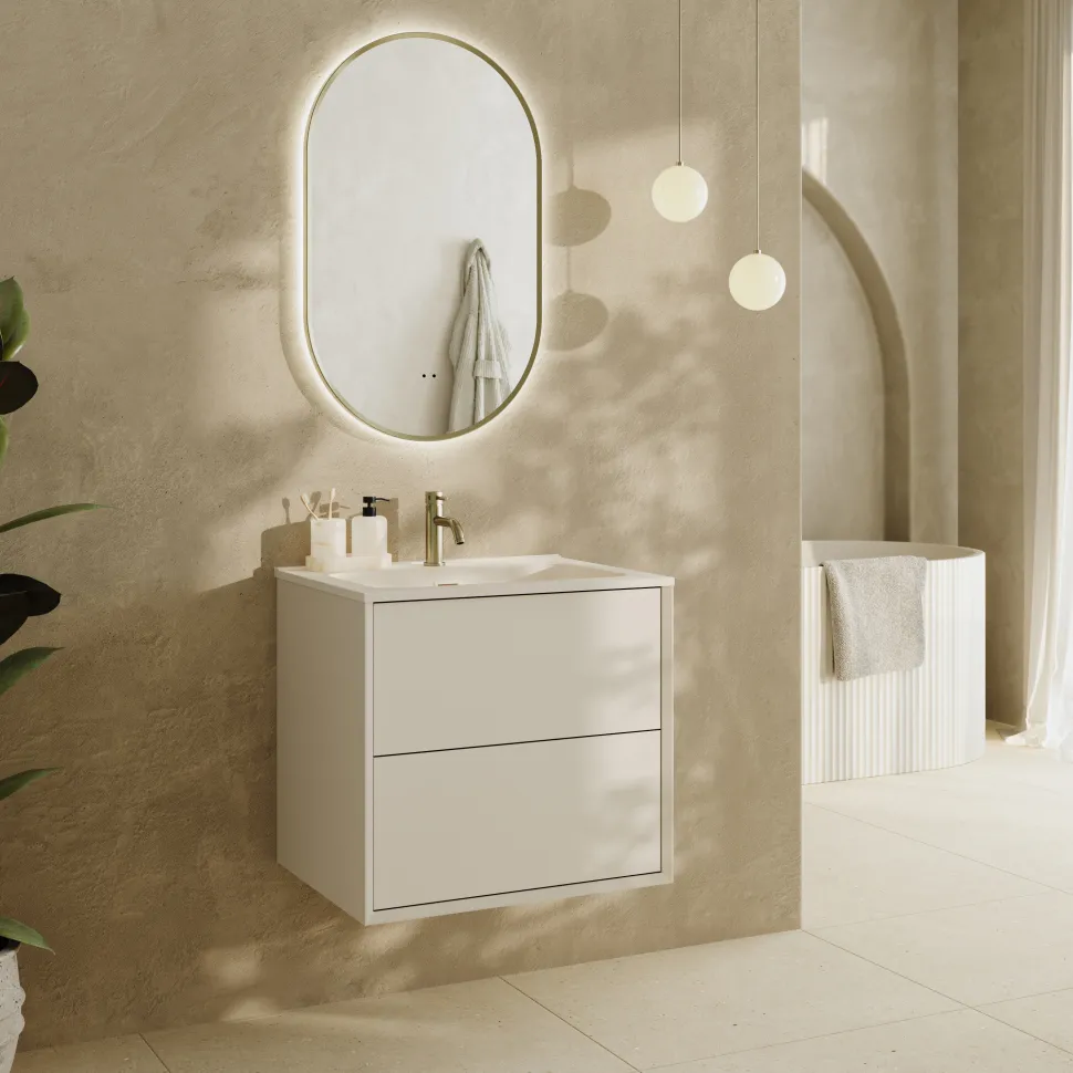 Oslo 600mm Wall Mounted Vanity Unit & Matt White Basin