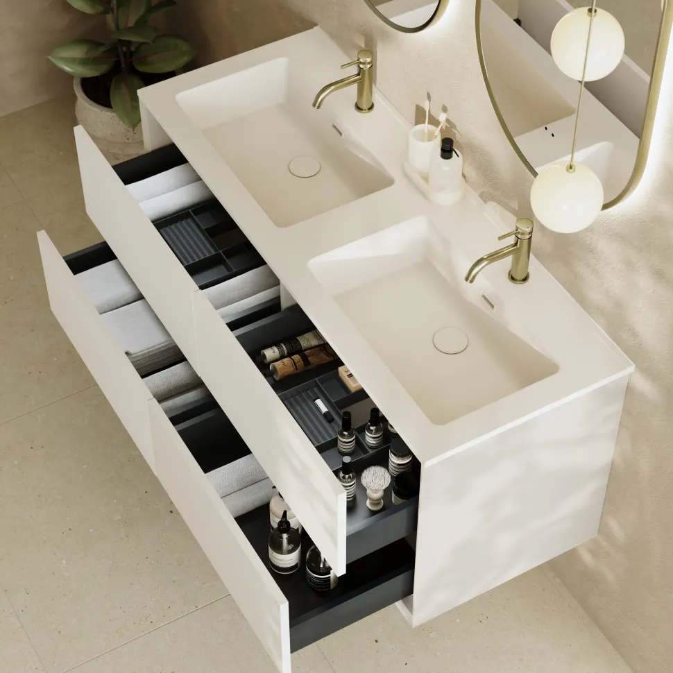 Oslo 1200mm Wall Mounted Vanity Unit & Matt White Basin