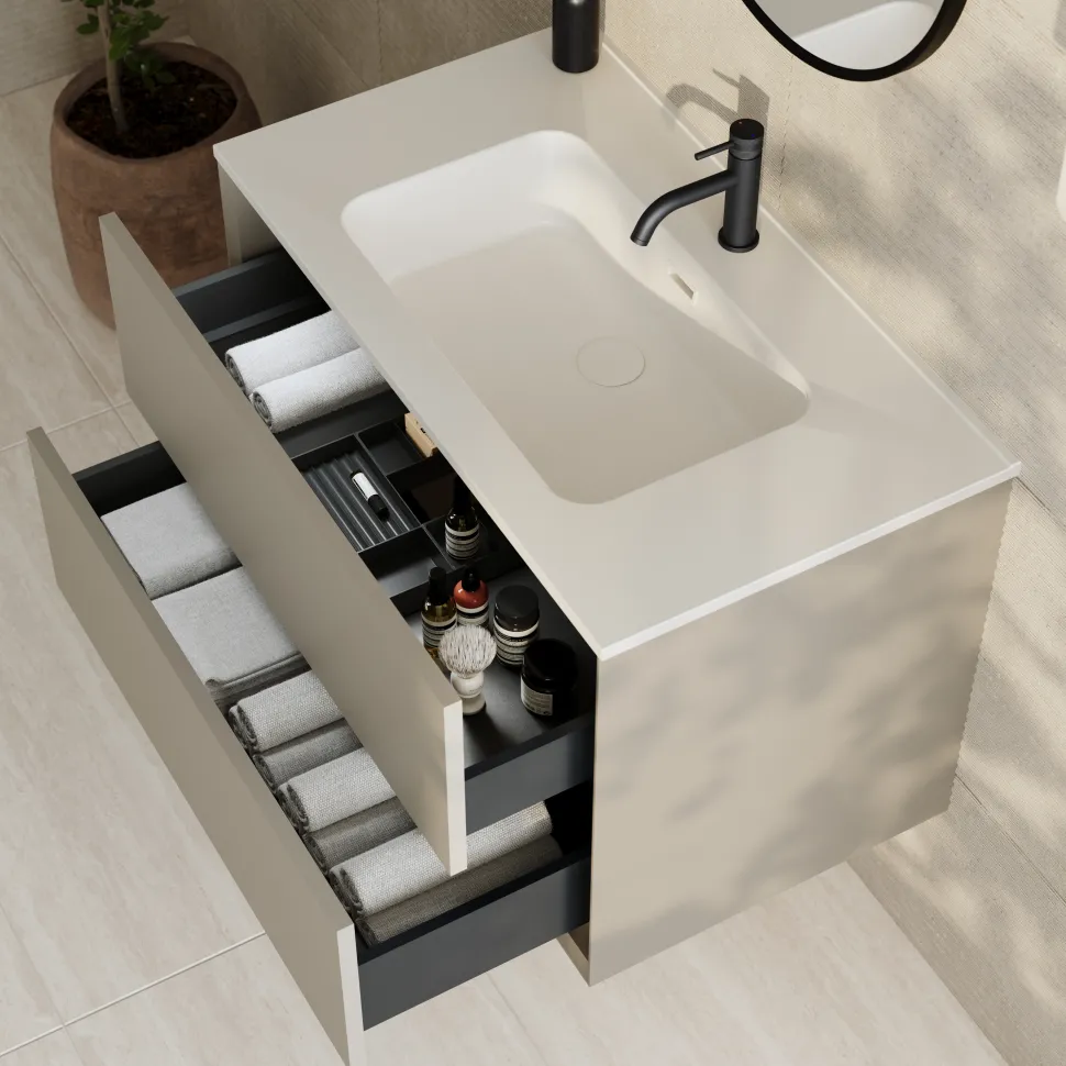 Oslo 800mm Wall Mounted Vanity Unit & Matt White Basin