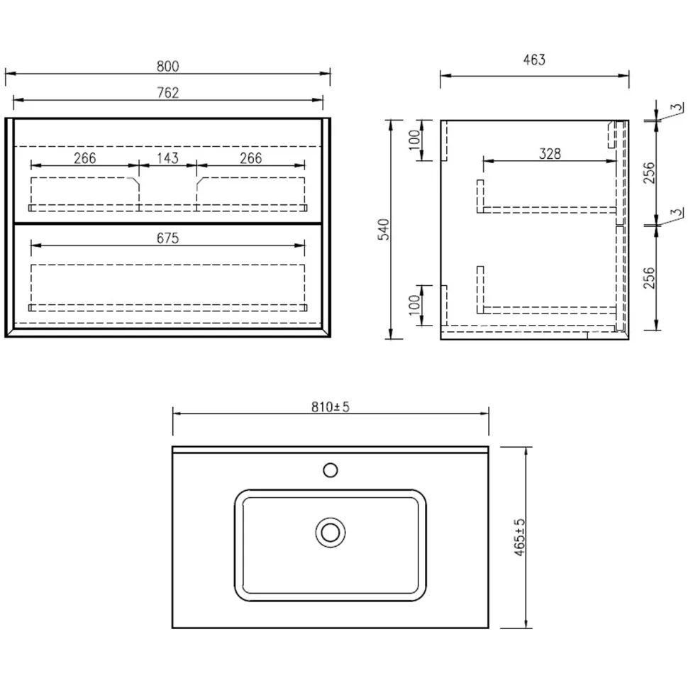 Oslo 800mm Wall Mounted Vanity Unit & Matt White Basin