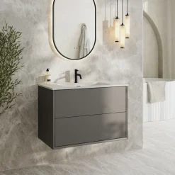 Oslo 800mm Wall Mounted Vanity Unit & Matt White Basin