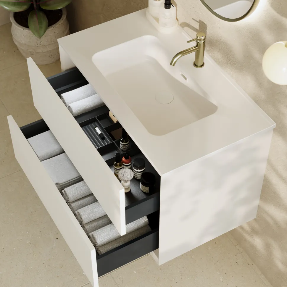 Oslo 800mm Wall Mounted Vanity Unit & Matt White Basin