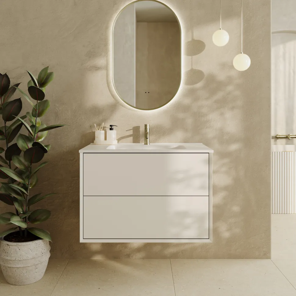 Oslo 800mm Wall Mounted Vanity Unit & Matt White Basin