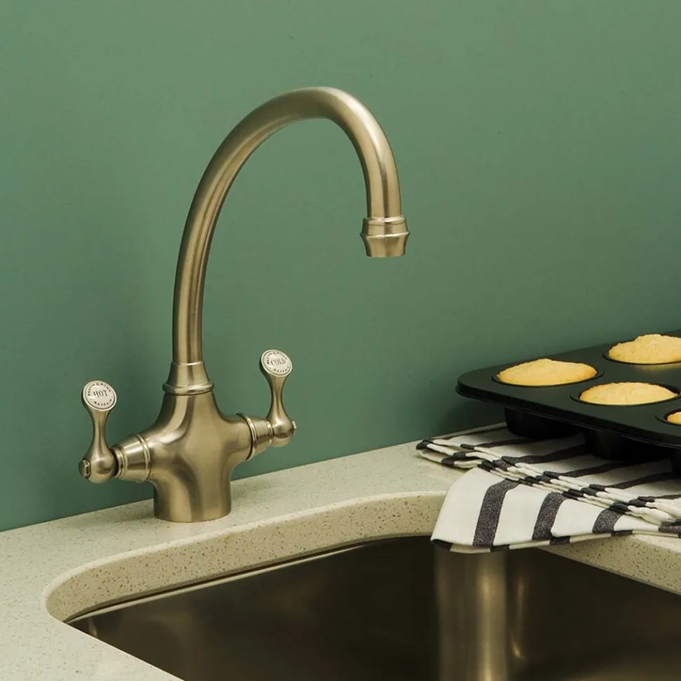Perrin & Rowe Etruscan Twin Lever Monobloc Mixer with Swivel Spout