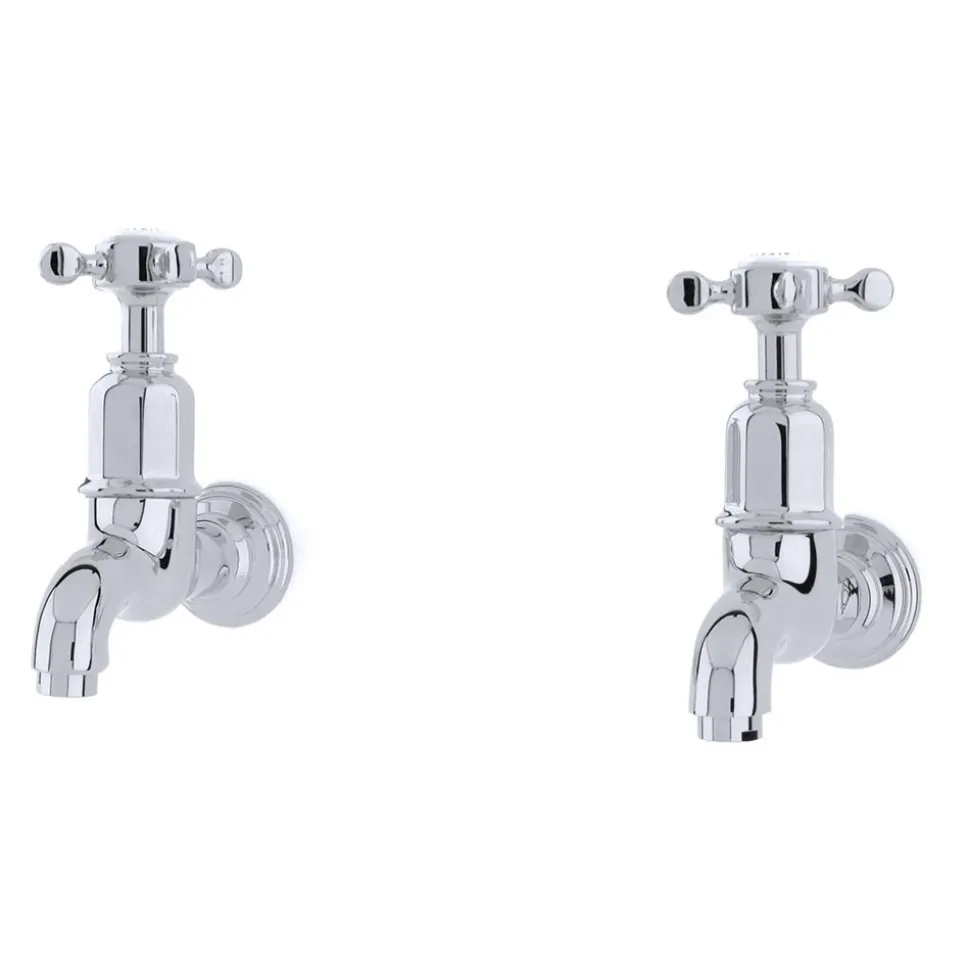 Perrin & Rowe Ionian Crosshead Wall Mounted Bibcocks (Pair)