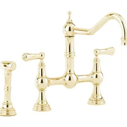 Perrin & Rowe Provence Bridge Kitchen Tap with Levers & Pull Out Faucet Hose