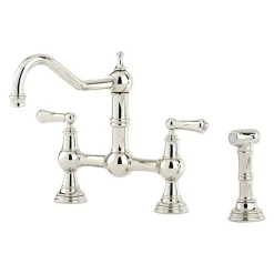 Perrin & Rowe Provence Bridge Kitchen Tap with Levers & Pull Out Faucet Hose