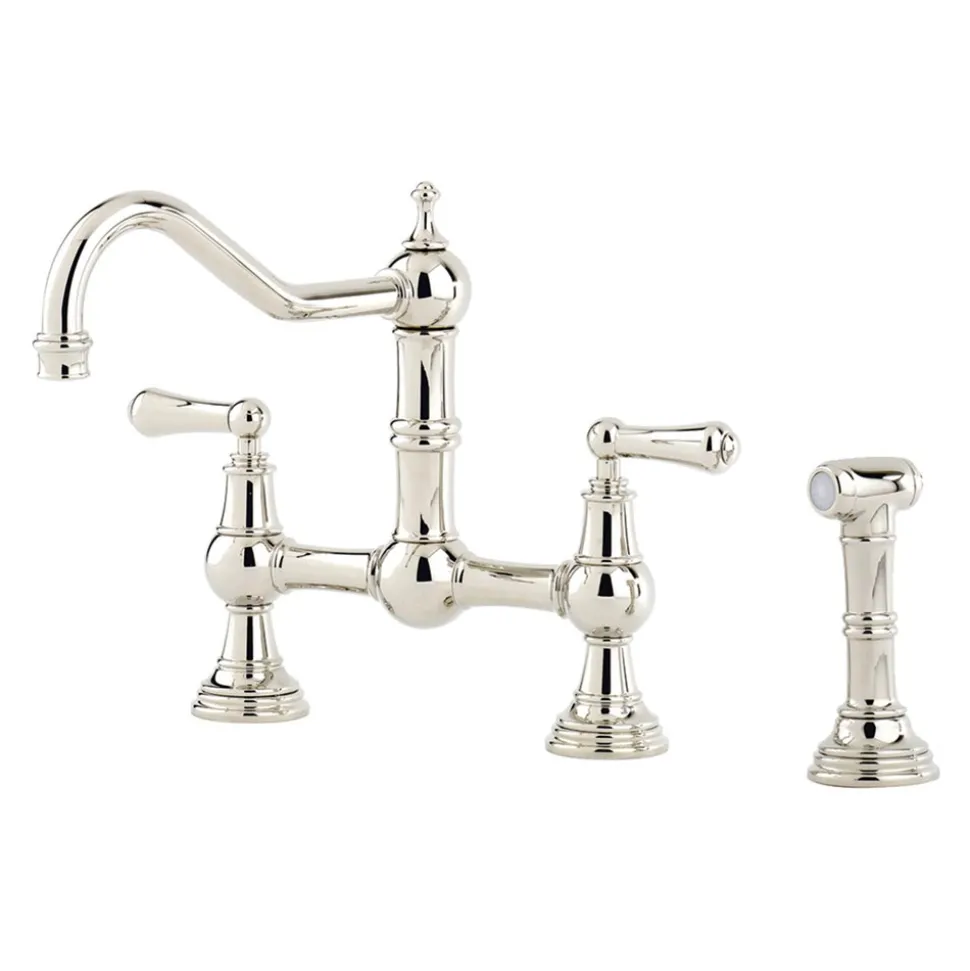 Perrin & Rowe Provence Bridge Kitchen Tap with Levers & Pull Out Faucet Hose