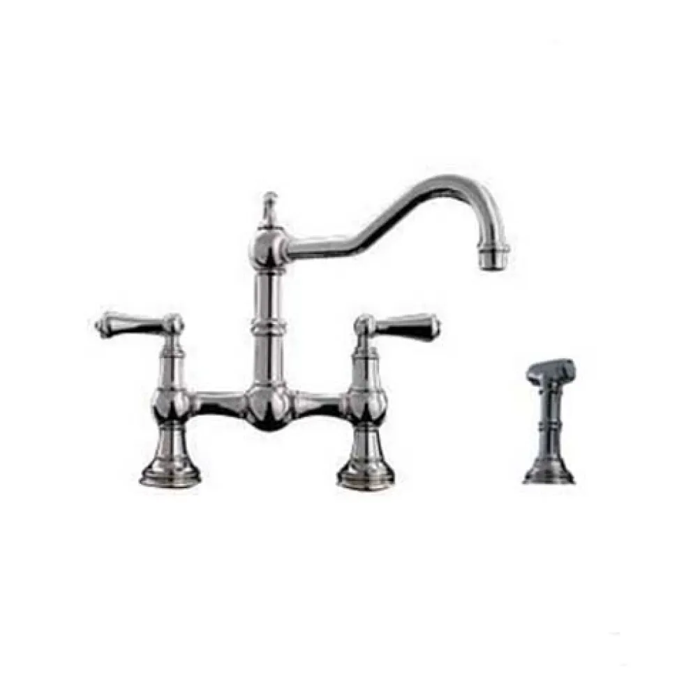 Perrin & Rowe Provence Bridge Kitchen Tap with Levers & Pull Out Faucet Hose