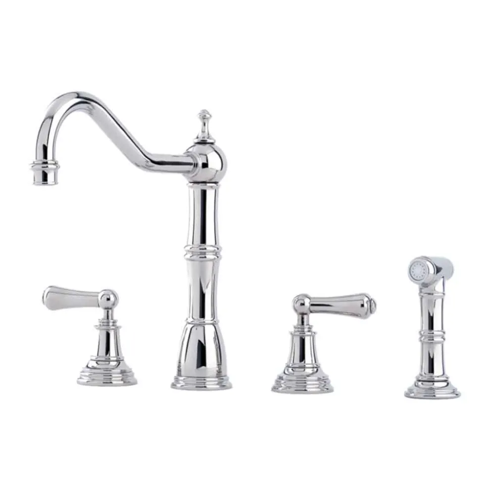 Perrin & Rowe Provence 4 Hole Sink Mixer with Lever Handles & Rinse