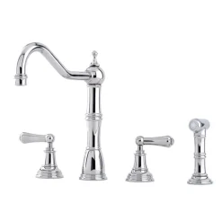 Perrin & Rowe Provence 4 Hole Sink Mixer with Lever Handles & Rinse