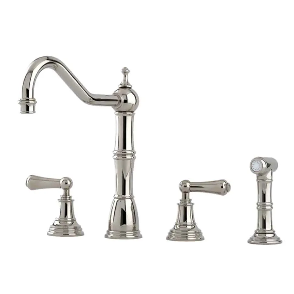 Perrin & Rowe Provence 4 Hole Sink Mixer with Lever Handles & Rinse