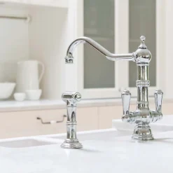 Perrin & Rowe Provence Twin Lever Mono Sink Mixer with Pull-Out Rinse