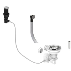 Polished Chrome Presto Automatic Waste Kit for Thomas Denby 1 Bowl Ceramic Kitchen Sinks