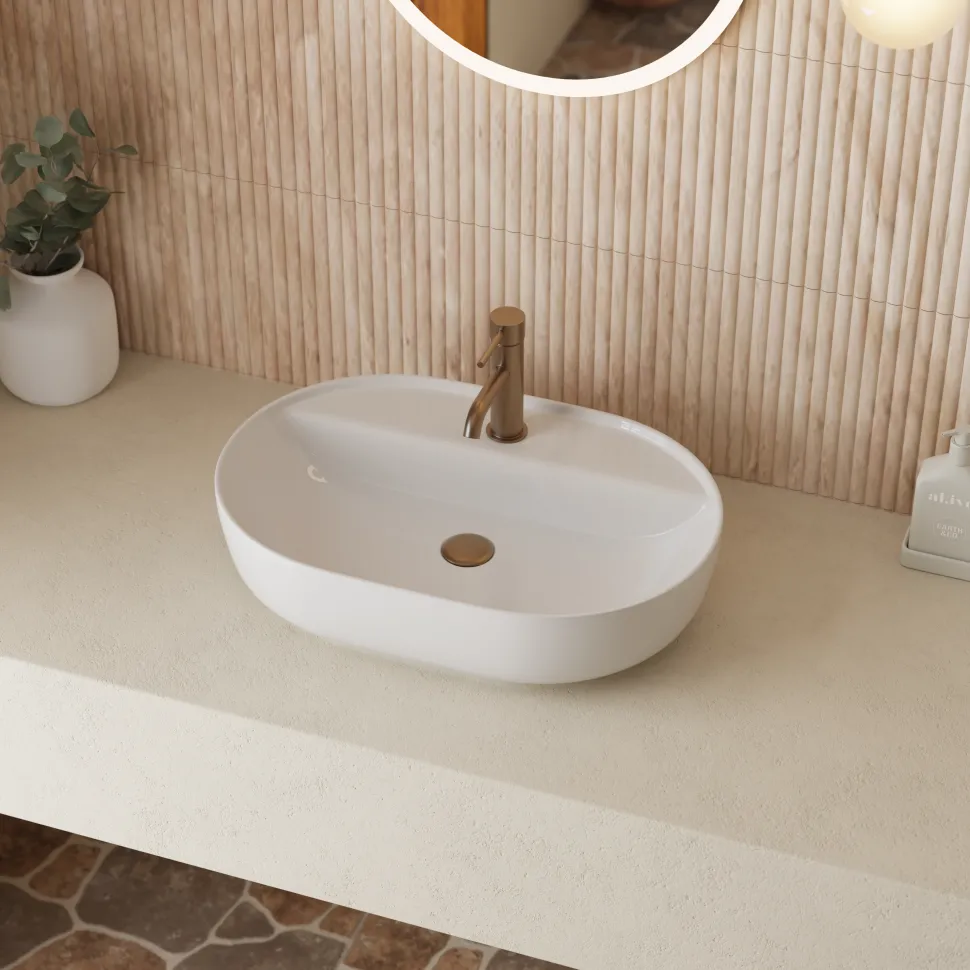 Poppy Oval Countertop Basin 1 Tap Hole - 610 x 415mm