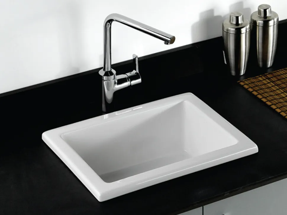 RAK Gourmet Laboratory White Ceramic Single Bowl Sink - 460mm x 365mm