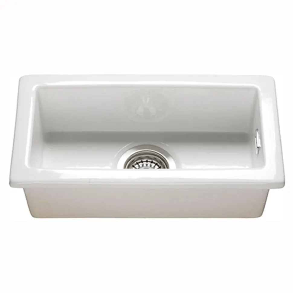 RAK Gourmet White Ceramic Rectangular 0.5 Bowl Kitchen Sink & Waste Kit - 250mm x 475mm