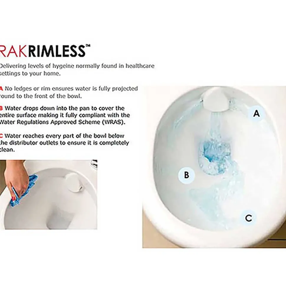 RAK Resort Rimless Wall Hung Toilet with Hidden Fixings & Soft Close Toilet Seat