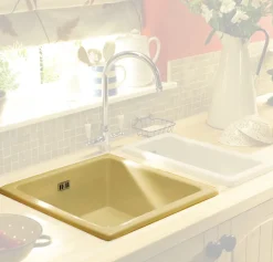 RAK Square Inset or Undermount White Ceramic Kitchen Sink & Waste - 450mm x 475mm