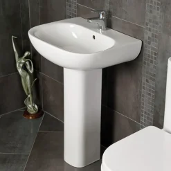 RAK Tonique 450mm 1 Tap Hole Basin with Full Pedestal