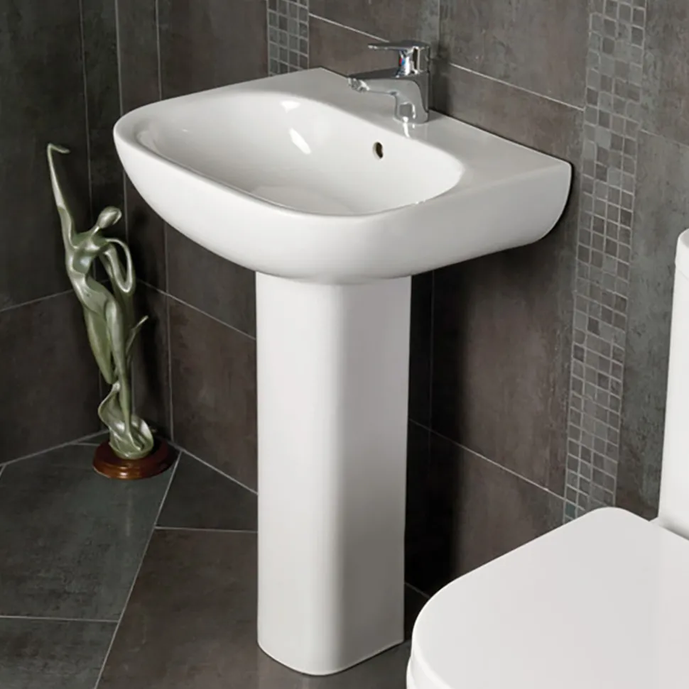 RAK Tonique 450mm 1 Tap Hole Basin with Full Pedestal