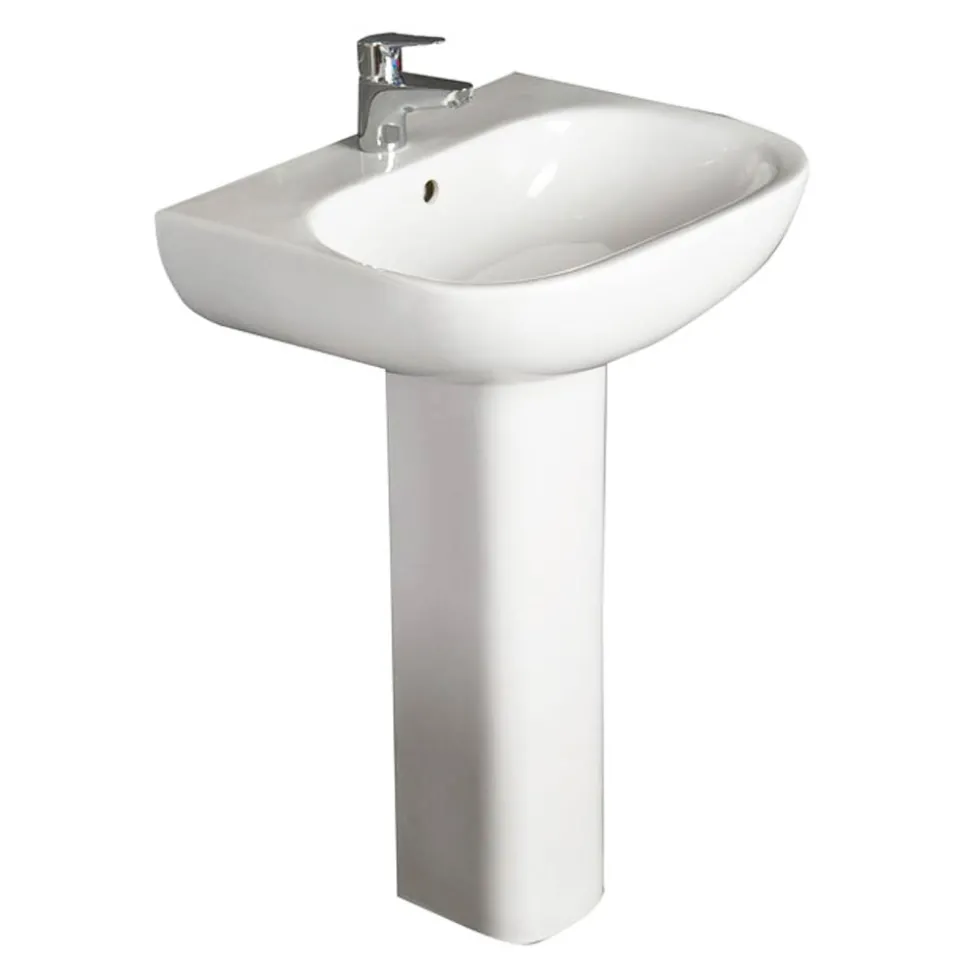RAK Tonique 450mm 1 Tap Hole Basin with Full Pedestal