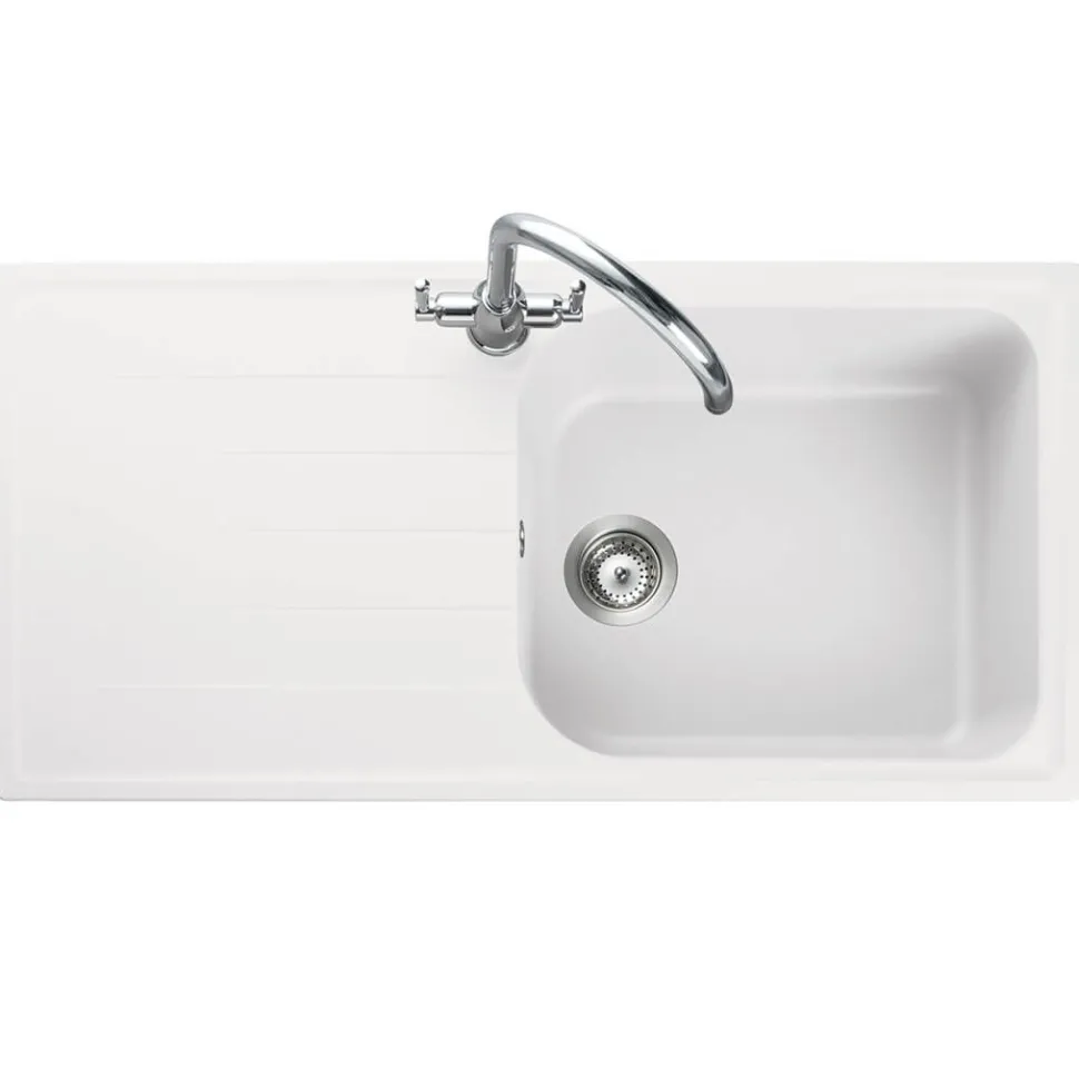 Rangemaster Amethyst Igneous Granite Large Single Bowl Kitchen Sink with Reversible Drainer & Waste Kit - 1000 x 500mm
