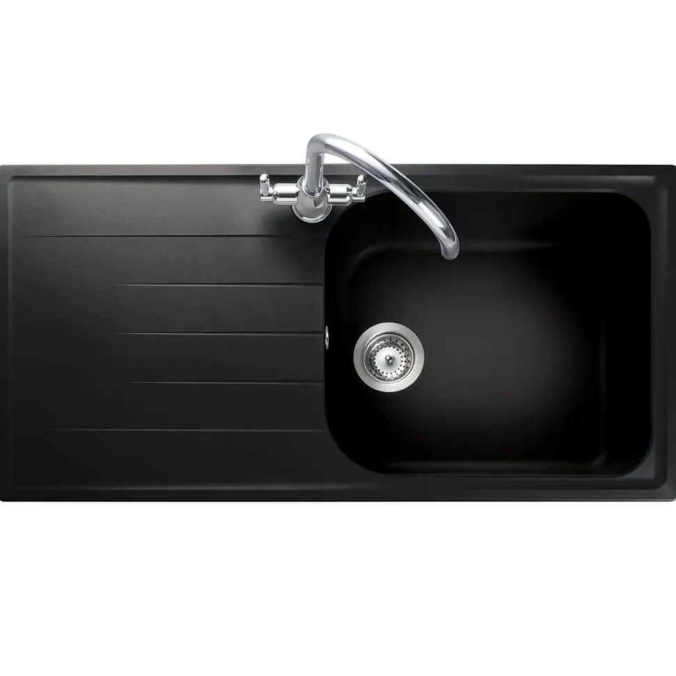 Rangemaster Amethyst Igneous Granite Large Single Bowl Kitchen Sink with Reversible Drainer & Waste Kit - 1000 x 500mm