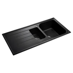 Rangemaster Amethyst Igneous Granite 1.5 Bowl Kitchen Sink with Reversible Drainer & Waste Kit - 1000 x 500mm