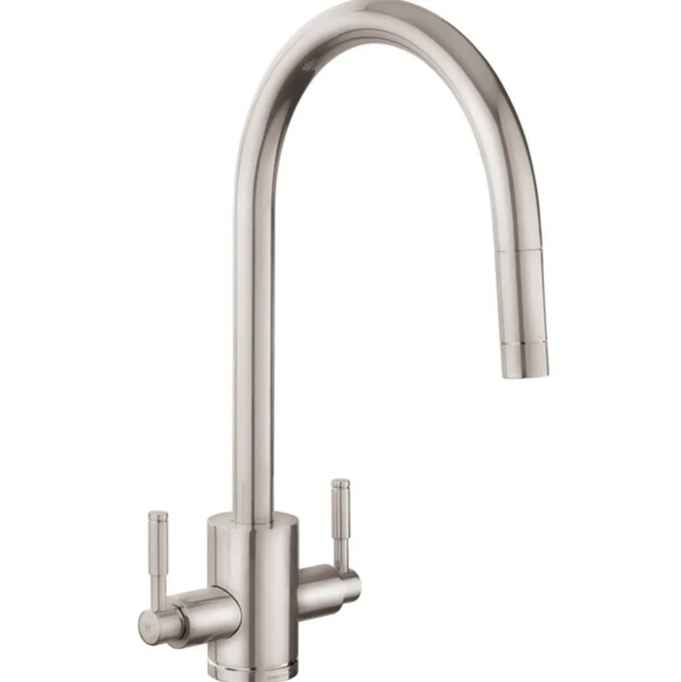 Rangemaster Aquatrend Twin Lever Mixer Tap with Pull-Out Spout