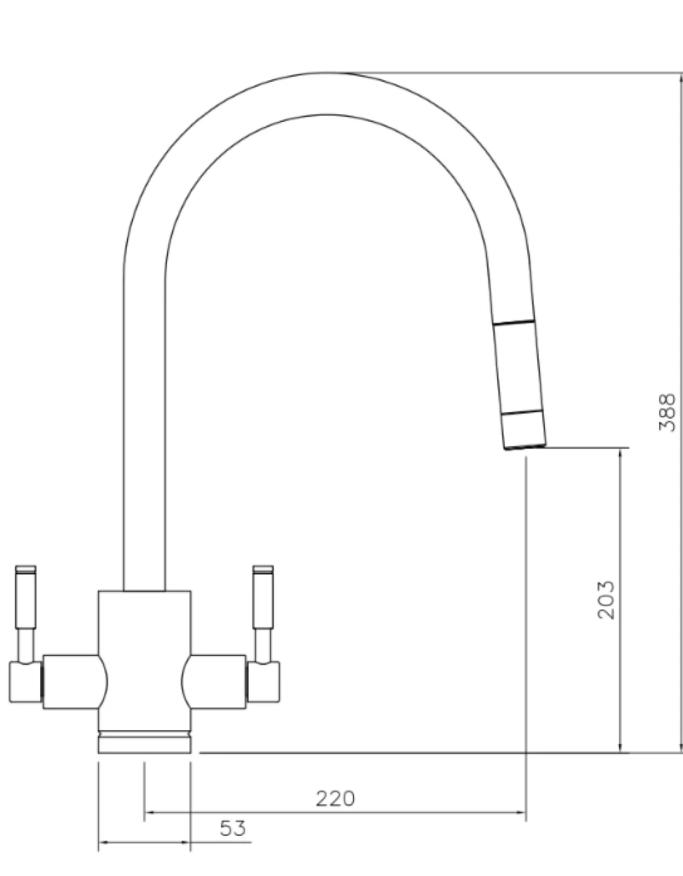 Rangemaster Aquatrend Twin Lever Mixer Tap with Pull-Out Spout