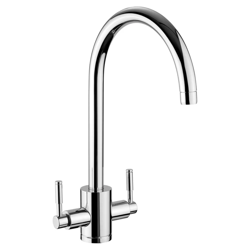 Rangemaster Aquatrend Twin Lever Kitchen Sink Mixer Tap
