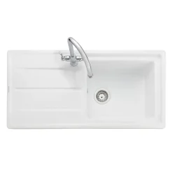 Rangemaster Arlington 1 Bowl White Fireclay Ceramic Sink & Waste Kit - 985 x 500mm