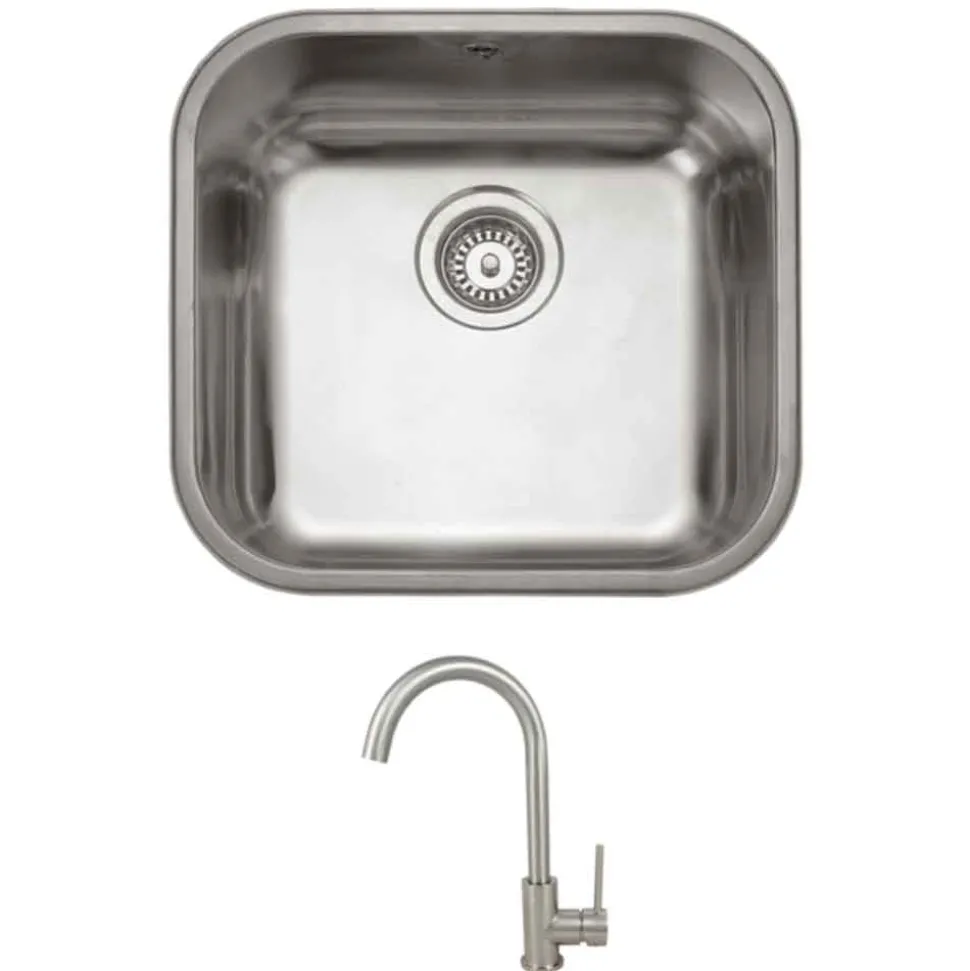Rangemaster Atlantic Classic Single Bowl Undermount Stainless Steel Sink & Vellamo Revolve Monobloc Mixer Tap