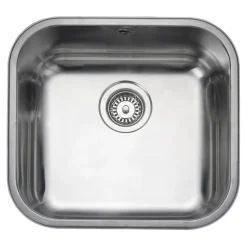 Rangemaster Atlantic Classic Single Bowl Brushed Stainless Steel Undermount Sink & Waste Kit - 490 x 460mm