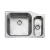 Rangemaster Atlantic Classic 1.5 Bowl Stainless Steel Undermount Sink & Waste Kit with Right Hand Small Bowl - 671 x 460mm