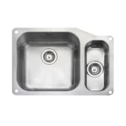 Rangemaster Atlantic Classic 1.5 Bowl Stainless Steel Undermount Sink & Waste Kit with Right Hand Small Bowl - 671 x 460mm