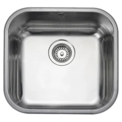 Rangemaster Atlantic Classic Single Bowl Brushed Stainless Steel Undermount Sink & Waste Kit - 460 x 440mm