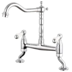 Rangemaster Classic Belfast 1 Bowl White Fireclay Ceramic Sink & Waste and Butler & Rose Carlton Traditional Kitchen Bridge Mixer - Lever Handles