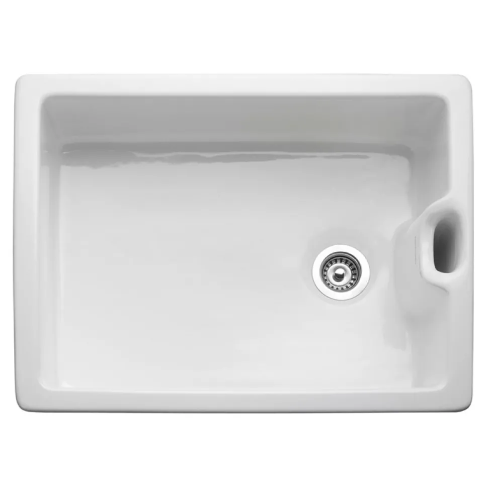 Rangemaster Classic Belfast 1 Bowl White Fire Clay Ceramic Kitchen Sink - 595 x 455mm